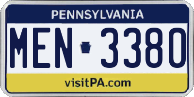 PA license plate MEN3380