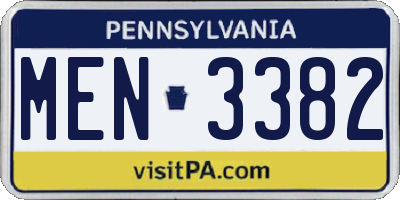 PA license plate MEN3382