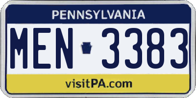 PA license plate MEN3383