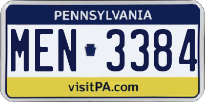 PA license plate MEN3384