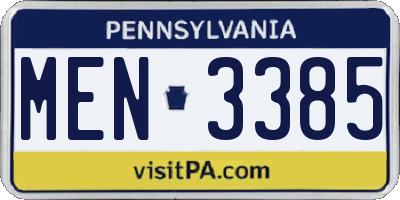 PA license plate MEN3385