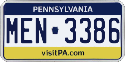 PA license plate MEN3386