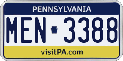 PA license plate MEN3388
