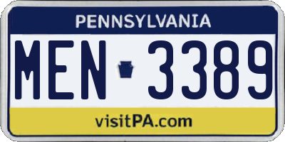 PA license plate MEN3389
