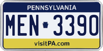 PA license plate MEN3390