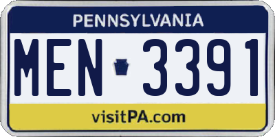 PA license plate MEN3391