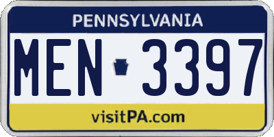PA license plate MEN3397