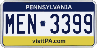PA license plate MEN3399