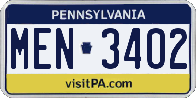 PA license plate MEN3402