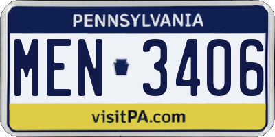 PA license plate MEN3406