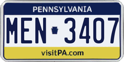 PA license plate MEN3407