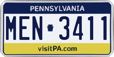PA license plate MEN3411