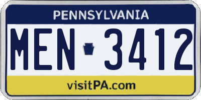 PA license plate MEN3412
