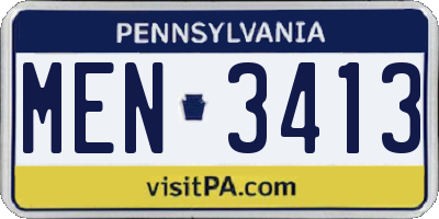 PA license plate MEN3413
