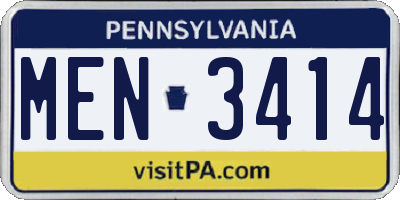 PA license plate MEN3414