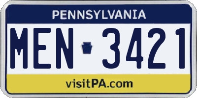 PA license plate MEN3421