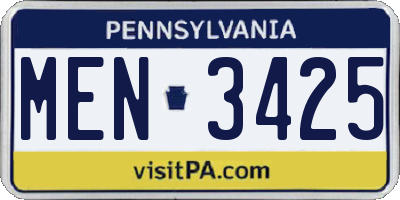 PA license plate MEN3425
