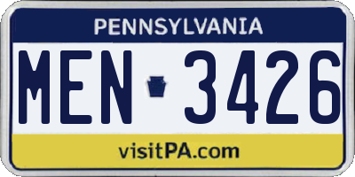 PA license plate MEN3426