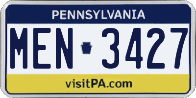 PA license plate MEN3427