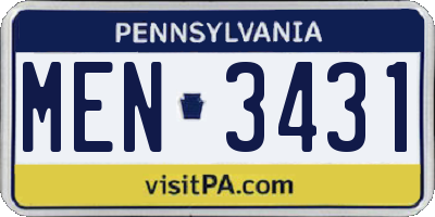 PA license plate MEN3431