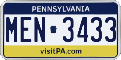 PA license plate MEN3433