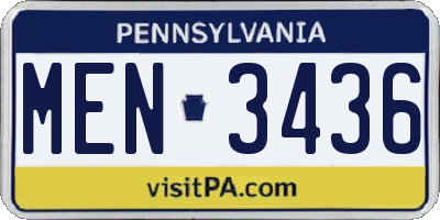 PA license plate MEN3436
