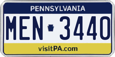 PA license plate MEN3440