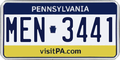 PA license plate MEN3441