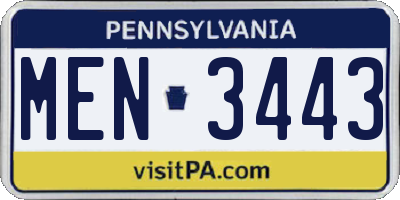 PA license plate MEN3443