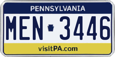 PA license plate MEN3446