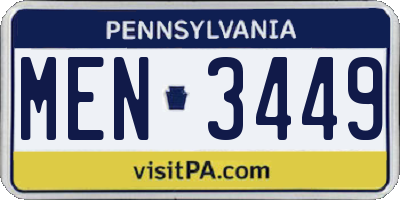 PA license plate MEN3449