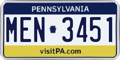 PA license plate MEN3451