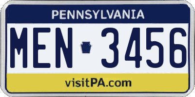 PA license plate MEN3456