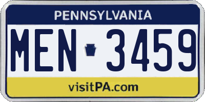 PA license plate MEN3459