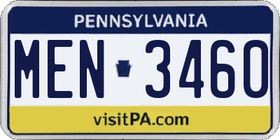 PA license plate MEN3460