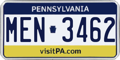 PA license plate MEN3462