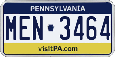 PA license plate MEN3464