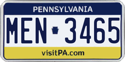 PA license plate MEN3465