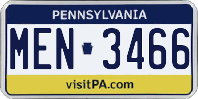 PA license plate MEN3466