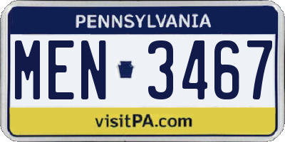 PA license plate MEN3467