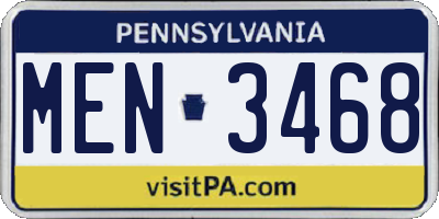 PA license plate MEN3468