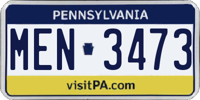 PA license plate MEN3473
