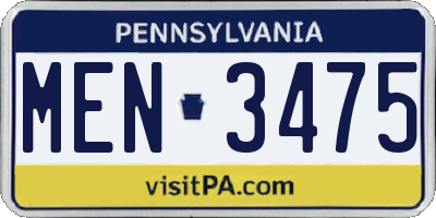 PA license plate MEN3475