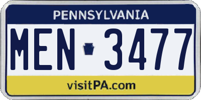 PA license plate MEN3477