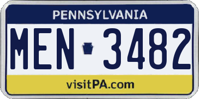 PA license plate MEN3482