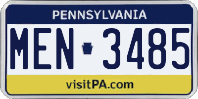 PA license plate MEN3485