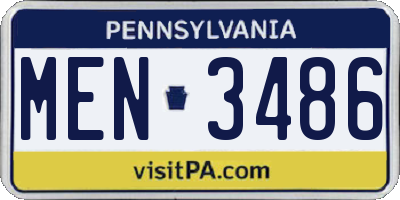 PA license plate MEN3486