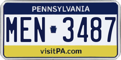 PA license plate MEN3487