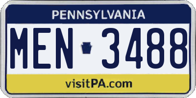 PA license plate MEN3488