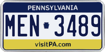PA license plate MEN3489